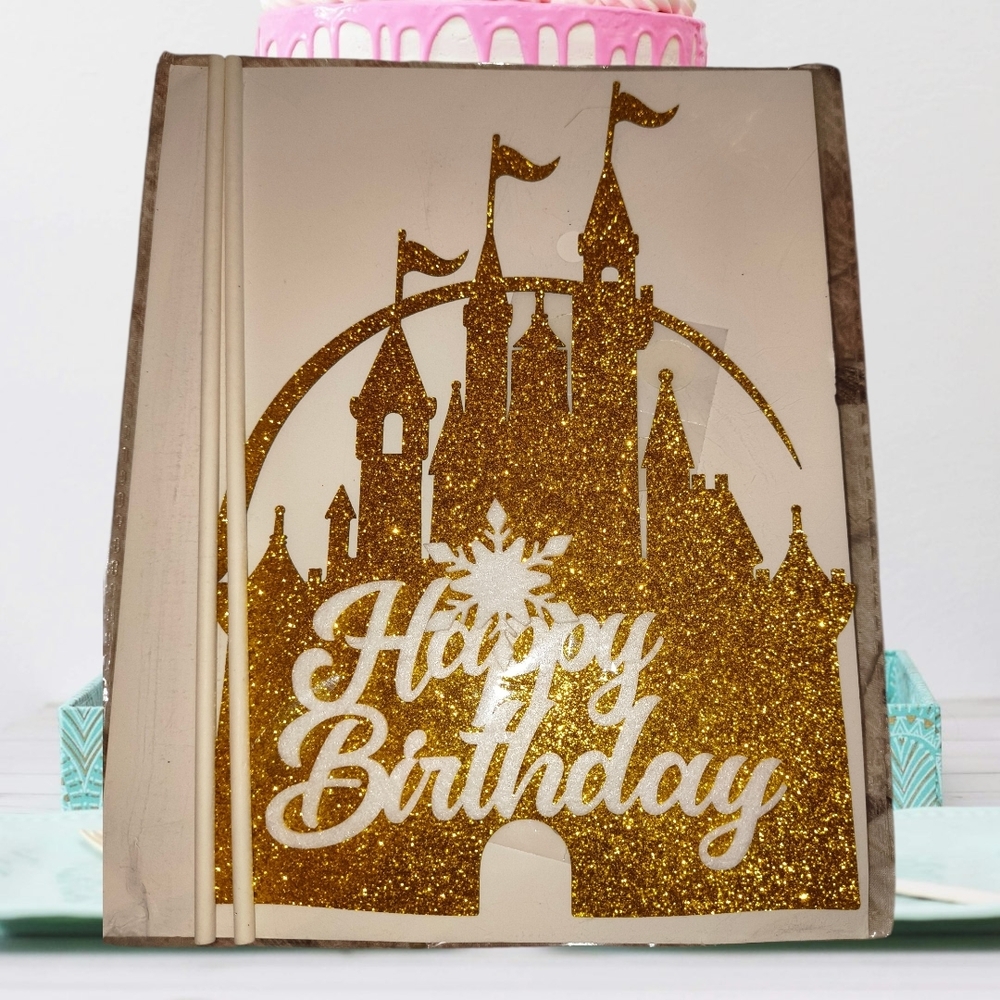 Gold Glitter 'Happy Birthday' Castle Wall Decor